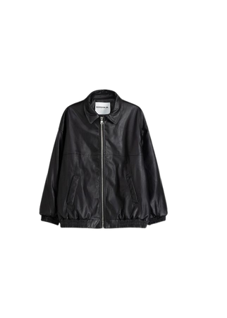 Faux leather dad fit oversize jacket - New - Women | Bershka