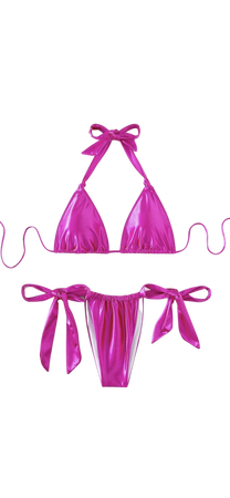 shein pink metallic bikini