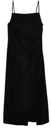 Black ruched midi dress | River Island
