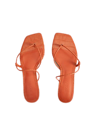 Flat croc sandal - Women | Mango USA brown