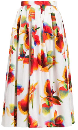 Shop Alexander McQueen Pleated Floral Midi-Skirt | Saks Fifth Avenue