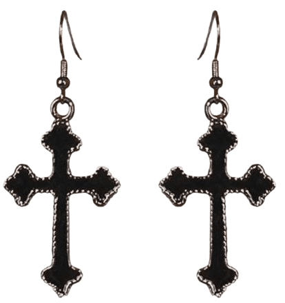 vintage black cross earrings