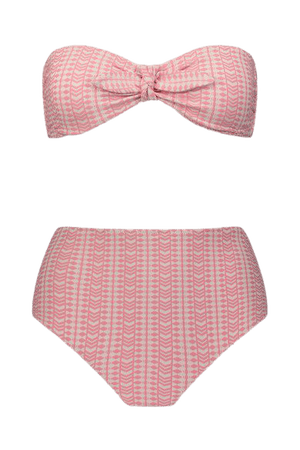 Lola Stretch-jacquard Bandeau Bikini - Blush