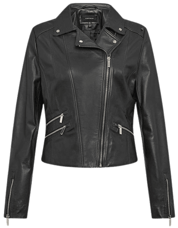 Petite Leather Signature Biker Jacket | Karen Millen