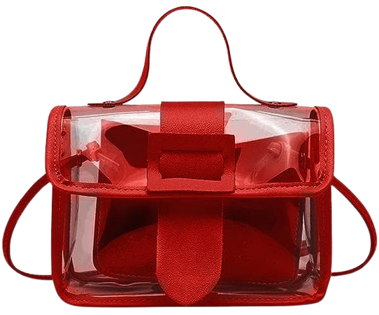 WEDDINGHELPER Womens PVC Mini Handbags Clear Cluth Purse Tote Bag Messenger Shoulder (Red): Handbags: Amazon.com