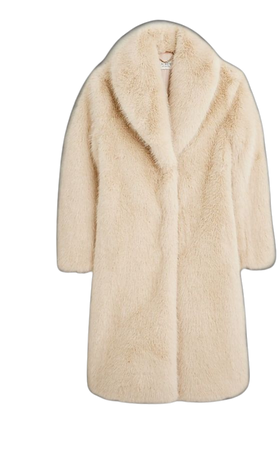 beige faux-fur coat