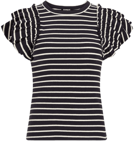 Striped Ruffle Sleeve Tee | Express