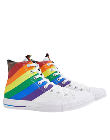 Converse chuck taylor all star hi white and rainbow sneakers | ASOS