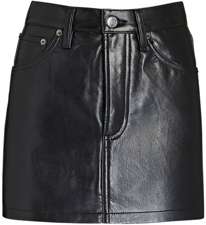 AGOLDE Liv Recycled Leather Mini Skirt in black | INTERMIX®