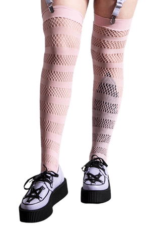 Shena Fishnet Stockings [PASTEL PINK] | Killstar