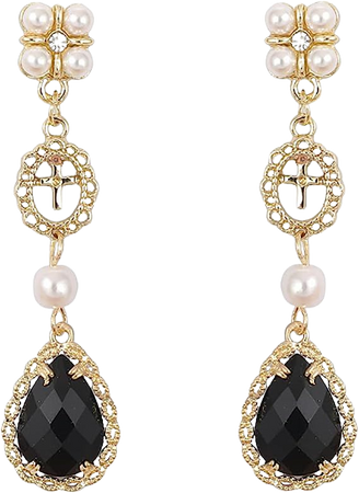 Amazon.com: Black Vintage Pearl Earrings Black Earrings for Women Pearl Drop Earrings Teardrop Chandelier Long Dangle Earrings Baroque Earrings Bohemian Earrings (Black -Gold): Clothing, Shoes & Jewelry
