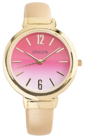Gold and pink watch