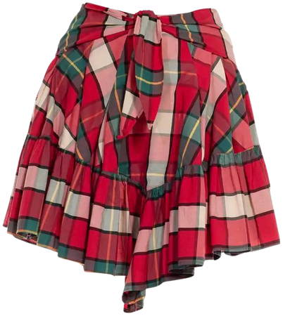 1980S VALENTINO OLIVER Red, Green and White Cotton Checked Layered Skirt For Sale at 1stDibs | valentino dragon skirt, red layered skirt