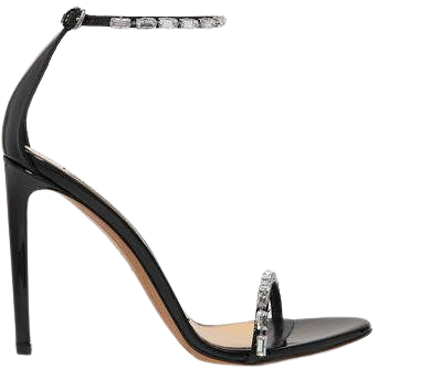 Carla Crystal-embellished Patent-leather Sandals - Black