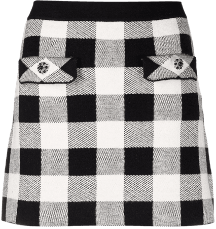 Self-Portrait gingham-print skirt