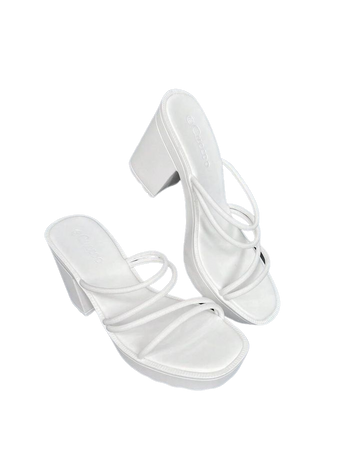 CUCCOO Trending Women Thin Strap Platform Chunky Heeled Mule Sandals, Elegant Summer Heeled Sandals | SHEIN USA