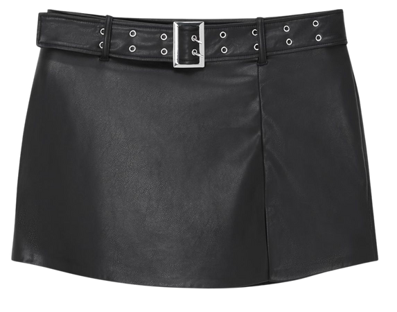 Belted faux leather mini skirt - pull&bear