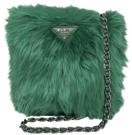 PRADA Green Fur Handbag
