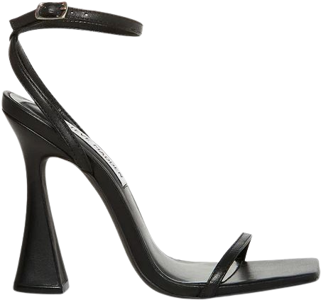 MIDNIGHT Black Leather Square Toe Strappy Heel | Women's Heels – Steve Madden