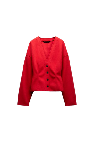 FITTED SOFT CARDIGAN - Red | ZARA United States