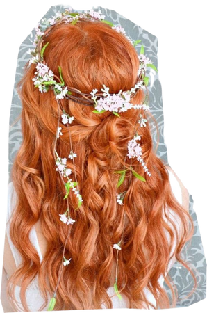red curly hair with flowers
