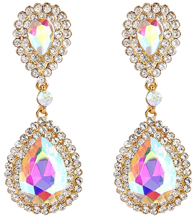 Amazon.com: BriLove Gold-Toned Dangle Earrings for Women Wedding Bridal Fashion Crystal Teardrop Infinity Earrings Iridescent AB: Gateway