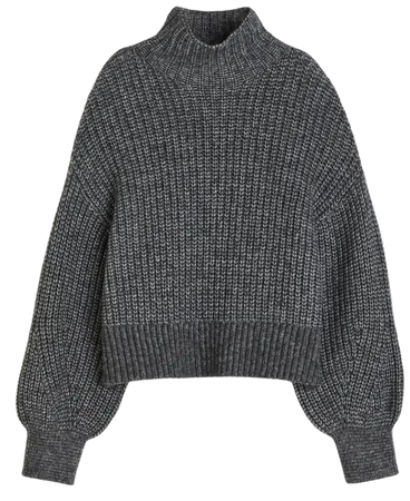 Balloon-sleeved Sweater - Dark gray melange - Ladies | H&M US