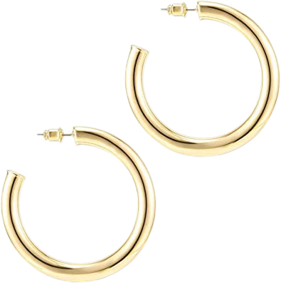 Amazon.com: PAVOI 14K Yellow Gold Colored Lightweight Chunky Open Hoops | 50mm Yellow Gold Hoop Earrings for Women: Clothing, Shoes & Jewelry