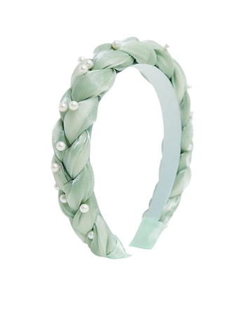 Topshop padded organza headband in mint green with faux pearl detail | ASOS