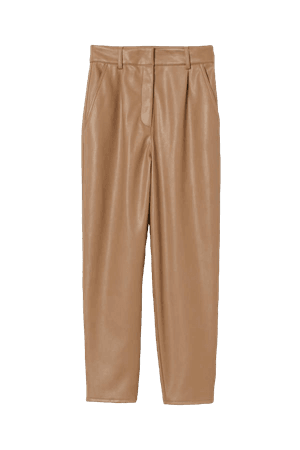 Faux Leather Pants - Beige