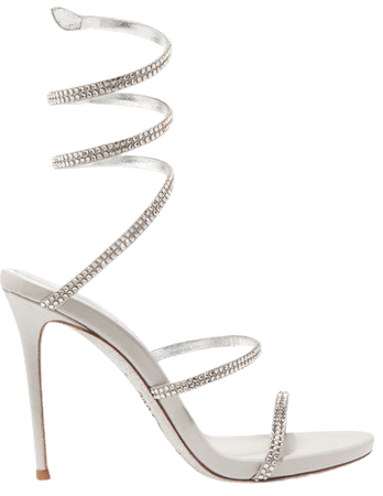 Cleo Crystal-embellished Metallic Leather Sandals - Silver
