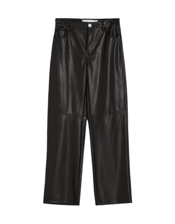 Faux leather straight pants - New - Woman | Bershka