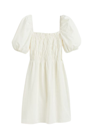 Smocked Dress - Natural white - Ladies | H&M US