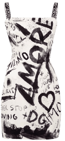 Dolce & Gabbana Graffiti-Print Charmeuse Mini Dress