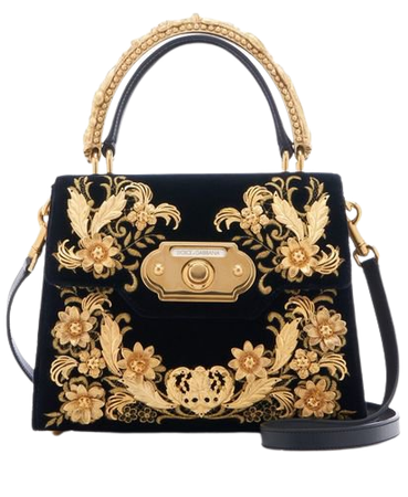 dolce and gabbana black velvet bag gold