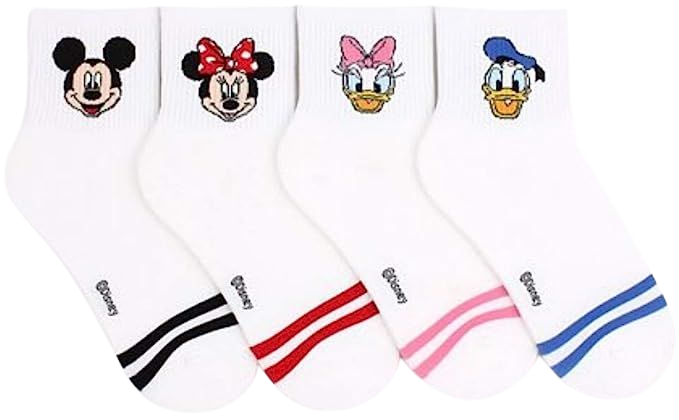 Amazon.com: Disney Official Licensed Women Crew Socks 4 Pairs Mickey Minnie Donald Daisy : Clothing, Shoes & Jewelry
