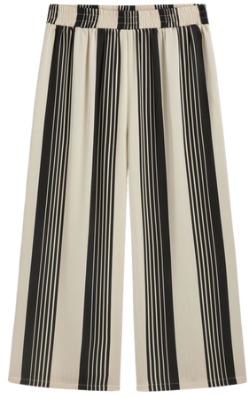 Elastic Waist Stripe Straight Leg Trousers Curve & Plus - Cider