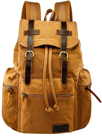 Amazon.com: GEARONIC TM 21L Vintage Canvas Backpack for Men Leather Rucksack Knapsack 15 inch Laptop Tote Satchel School Military Army Shoulder Rucksack Hiking Bag Coffee : Electronics