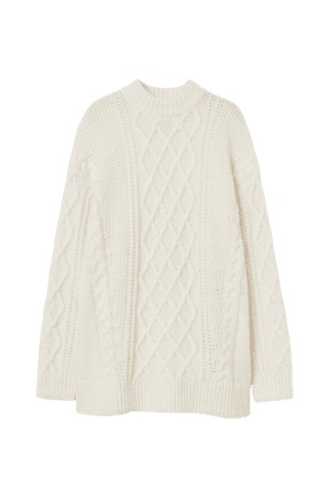 Wool-blend Cable-knit Sweater - Cream - Ladies | H&M US