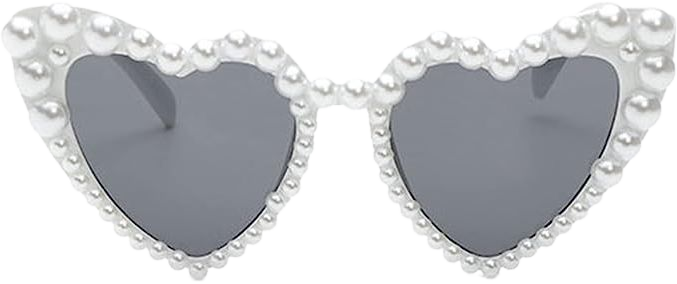 Amazon.com: COTIA Luxury Fine Shimmering Love Pearl Sun Glasses Women Heart Glasses Casual Bling Sunglasses (white) : Clothing, Shoes & Jewelry