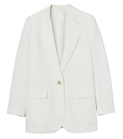 white linen blazer