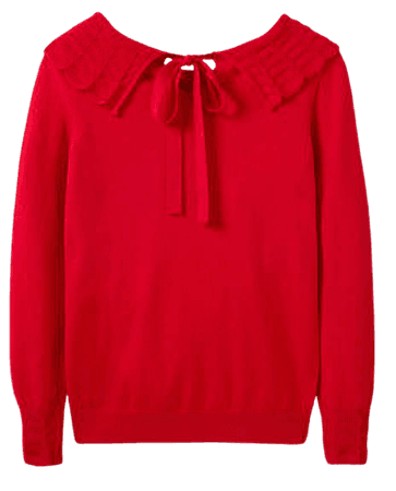 Tie Back Collar Sweater - Red | Boden US