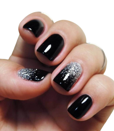 Black and Silver Nail Polish - Short Nails