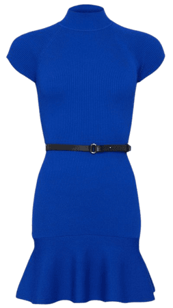 Petite Funnel Neck Knitted Flippy Mini Dress | Karen Millen
