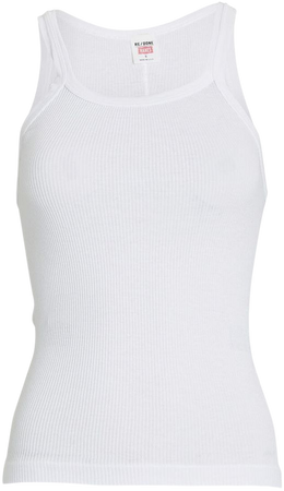 RE/DONE The Ribbed Cotton Tank in White | INTERMIX®