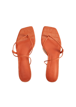 Flat croc sandal - Women | Mango USA orange