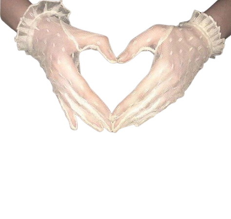 heart hands gloves frilly white short lacy