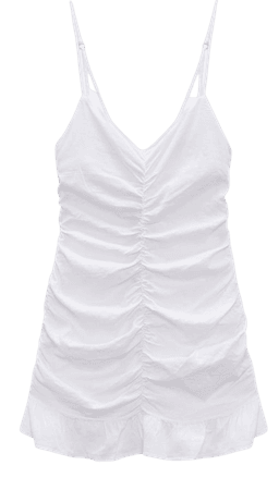 DRAPED LINEN BLEND DRESS - White | ZARA United States