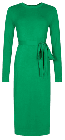Petite Viscose Blend Belted Knit Midi Dress | Karen Millen