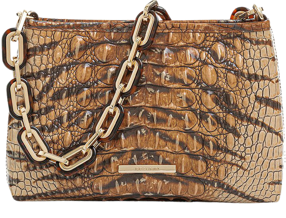 Mod Lorelei Tiger Stripe Croc Embossed Leather Shoulder Bag